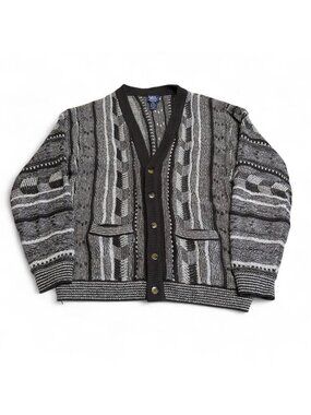 90's Vintage Grandpa Cardigan Sweater Men's Large Eclectic Funky Fall Winter